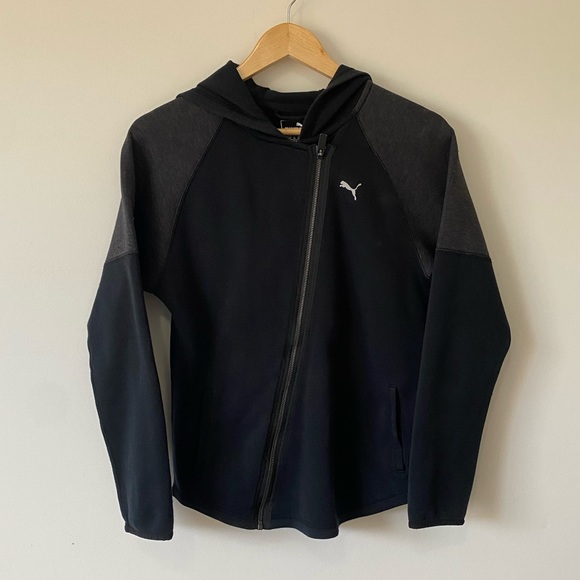 Puma Women Black Grey Full Zip Activewear Hoodie Jumper Sz XS AU8 - Picture 3 of 10